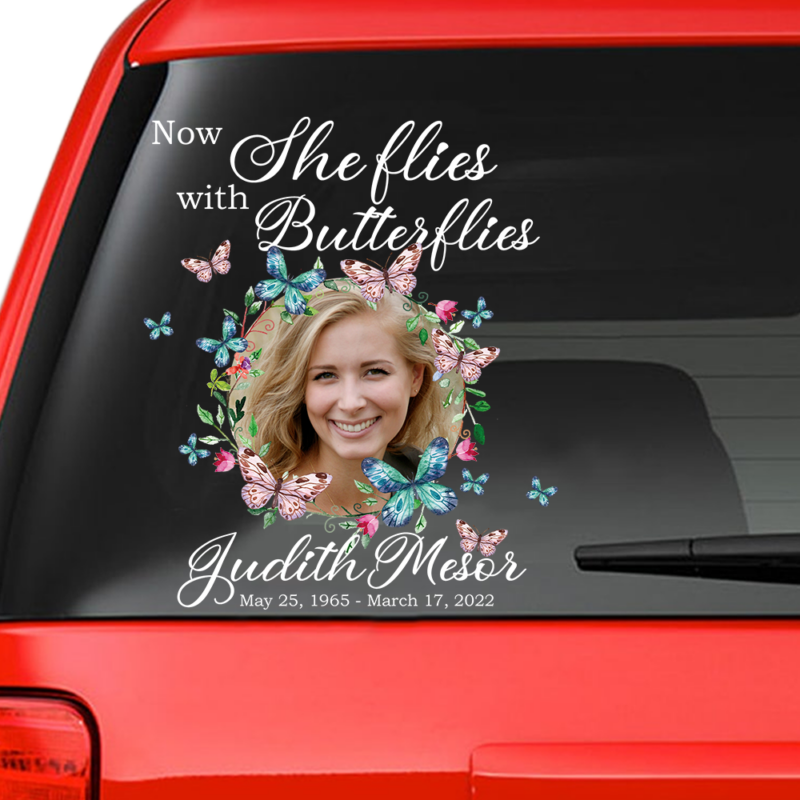 Custom In Loving Memory Sticker Personal Memory Decal Car : Now She Flies With Butterflies