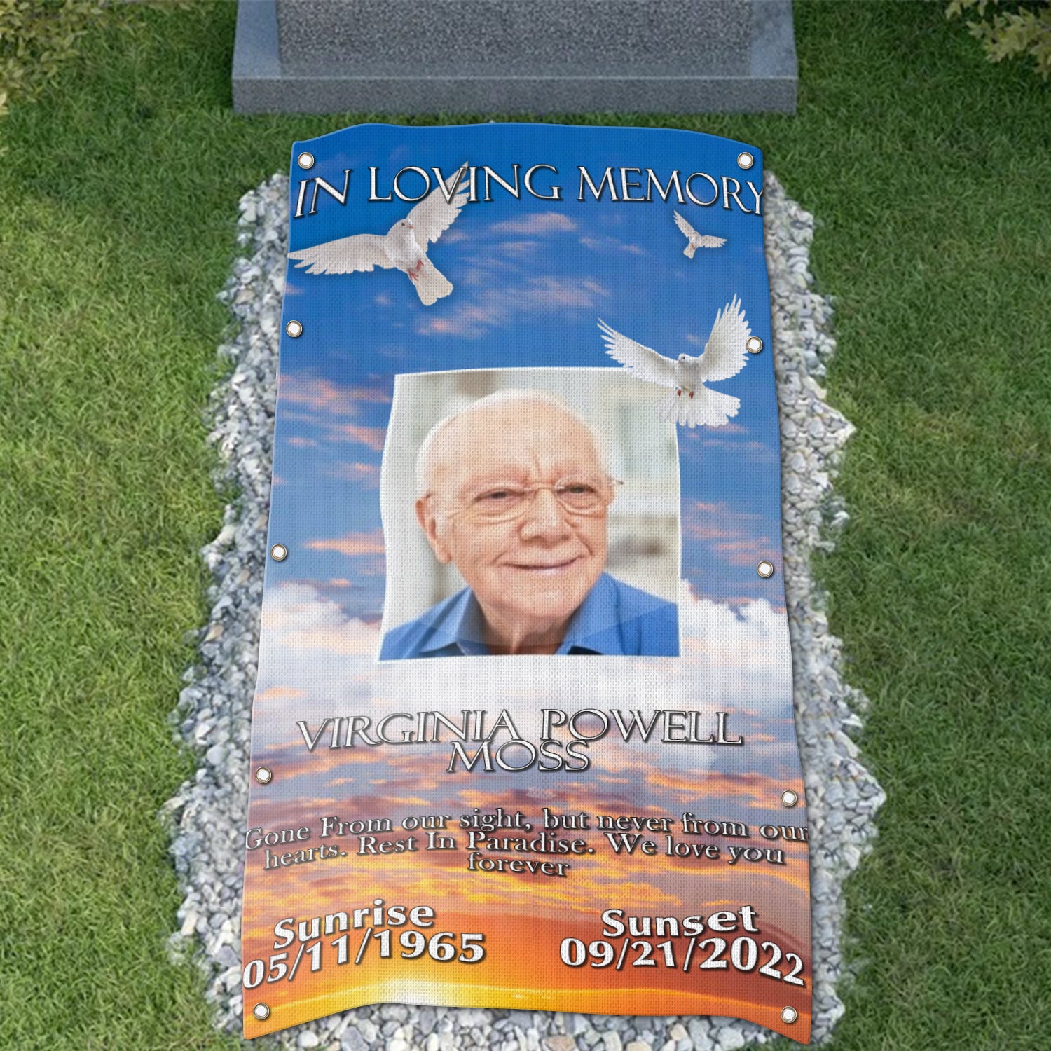 Custom Memorial Grave Blanket : In Loving memory A2