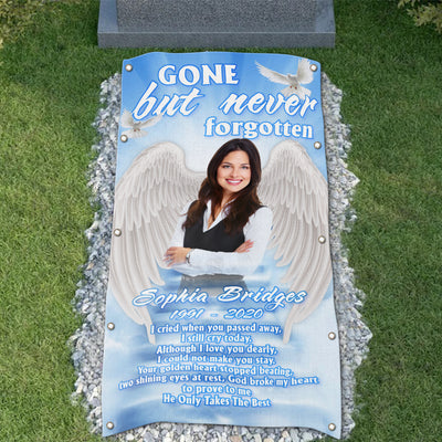 Custom Memorial Grave Blanket : Gone but never forgotten A2