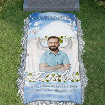 Custom Memorial Grave Blanket :  In Loving Memory 06