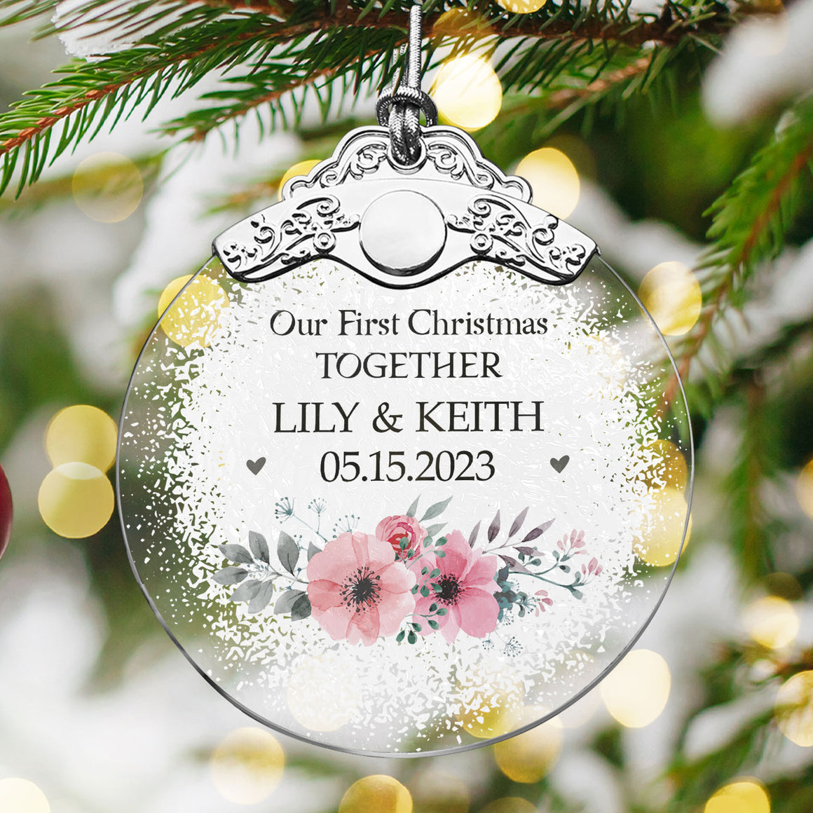 First Christmas Together Glass Ornaments: Elegant Holiday Keepsakes for Newlyweds 2024 - A36