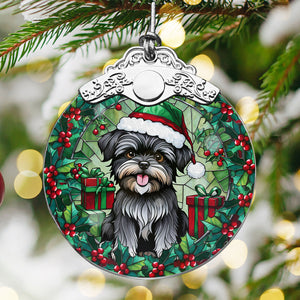 Christmas Dog Stained Glass Ornament | Unique Holiday Gift for Dog Lovers | Affenpinscher