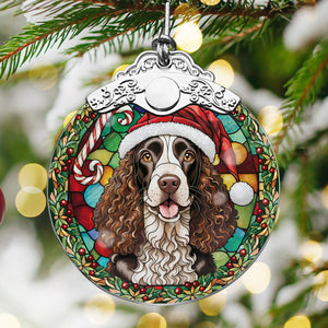 Christmas Dog Stained Glass Ornament | Unique Holiday Gift for Dog Lovers | American Water Spaniel