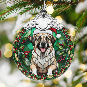 Christmas Dog Stained Glass Ornament | Unique Holiday Gift for Dog Lovers | Anatolian Shepherd