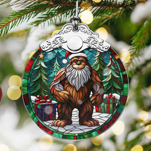 Bigfoot Stained Glass Christmas Glass Ornament, Elegant Holiday Décor for Your Tree, Glass Ornament christmas 2024