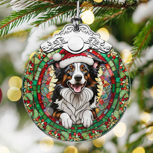 Christmas Dog Stained Glass Ornament | Unique Holiday Gift for Dog Lovers | Border Collie