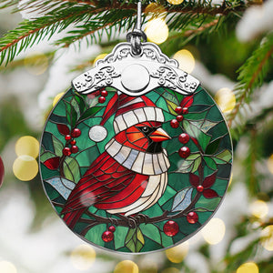 Cardinal Stained Glass Christmas Glass Ornament, Elegant Holiday Décor for Your Tree, Glass Ornament christmas 2024