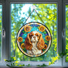 Cavalier King Charles Spaniel Stained Glass Suncatcher, Cavalier King Charles Spaniel Sunflower Suncatcher for Windows Stained Glass