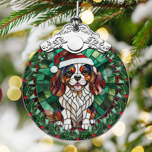 Christmas Dog Stained Glass Ornament | Unique Holiday Gift for Dog Lovers | Cavalier King Charles Spaniel