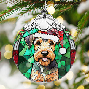 Christmas Dog Stained Glass Ornament | Unique Holiday Gift for Dog Lovers | Airedale Terrier