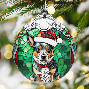 Christmas Dog Stained Glass Ornament | Unique Holiday Gift for Dog Lovers | Australian Cattle Dog