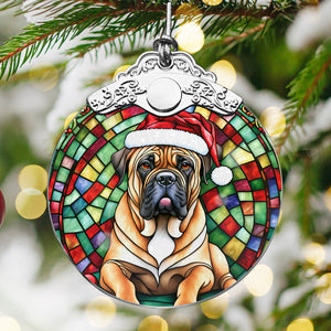 Christmas Dog Stained Glass Ornament | Unique Holiday Gift for Dog Lovers | Bullmastiff