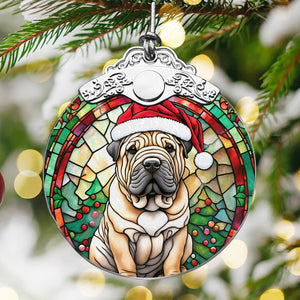 Christmas Dog Stained Glass Ornament | Unique Holiday Gift for Dog Lovers | Chinese Shar-Pei