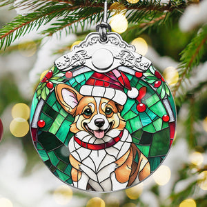 Christmas Dog Stained Glass Ornament | Unique Holiday Gift for Dog Lovers | Corgi