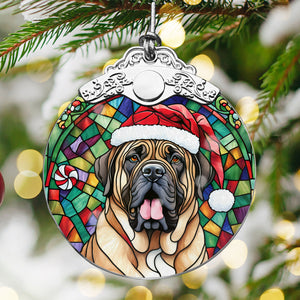 Christmas Dog Stained Glass Ornament | Unique Holiday Gift for Dog Lovers | English Mastiff