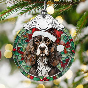 Christmas Dog Stained Glass Ornament | Unique Holiday Gift for Dog Lovers |  Field Spaniel