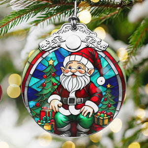 Gnome Stained Glass Christmas Glass Ornament, Elegant Holiday Décor for Your Tree, Glass Ornament christmas 2024