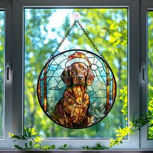 Christmas Dog Stained Glass Suncatcher | Unique Holiday Gift for Dog Lovers |  Irish Setter