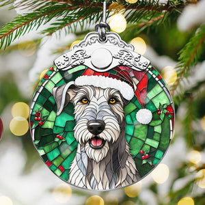 Christmas Dog Stained Glass Ornament | Unique Holiday Gift for Dog Lovers | Irish Wolfhound