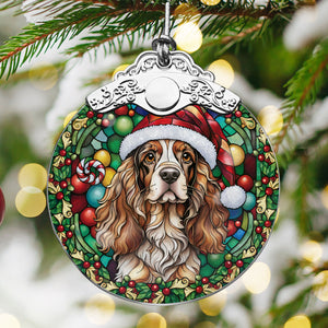 Christmas Dog Stained Glass Ornament | Unique Holiday Gift for Dog Lovers | Cocker Spaniel