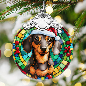 Christmas Dog Stained Glass Ornament | Unique Holiday Gift for Dog Lovers | Dachshund