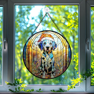 Christmas Dog Stained Glass Suncatcher | Unique Holiday Gift for Dog Lovers | Dalmatian