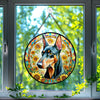 Doberman Stained Glass Suncatcher, Doberman Sunflower Suncatcher for Windows Stained Glass