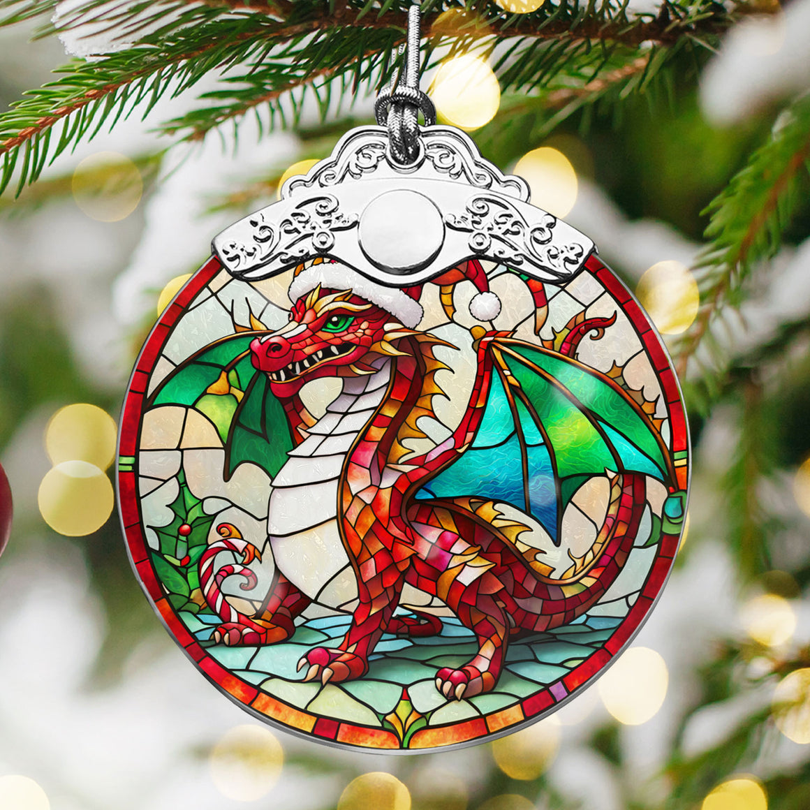 Dragon Stained Glass Christmas Glass Ornament, Elegant Holiday Décor for Your Tree, Glass Ornament christmas 2024