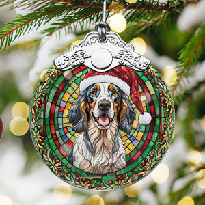 Christmas Dog Stained Glass Ornament | Unique Holiday Gift for Dog Lovers | English Setter