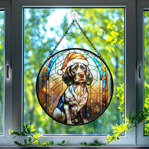 Christmas Dog Stained Glass Suncatcher | Unique Holiday Gift for Dog Lovers | English Springer Spaniel