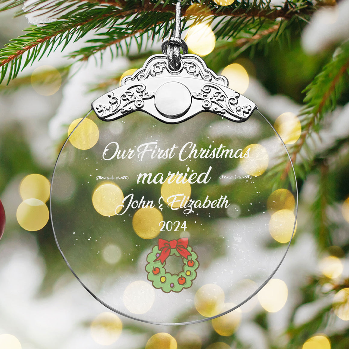 First Christmas Married Glass Ornaments: Elegant Holiday Keepsakes for Newlyweds 2024 - A13