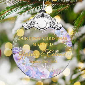 First Christmas Married Glass Ornaments: Elegant Holiday Keepsakes for Newlyweds 2024 - A02