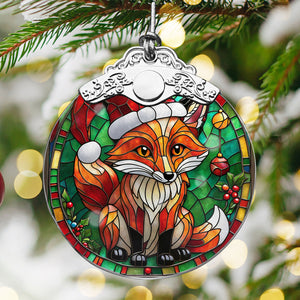 Fox Stained Glass Christmas Glass Ornament, Elegant Holiday Décor for Your Tree, Glass Ornament christmas 2024