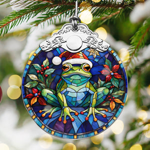 Frog Stained Glass Christmas Glass Ornament, Elegant Holiday Décor for Your Tree, Glass Ornament christmas 2024