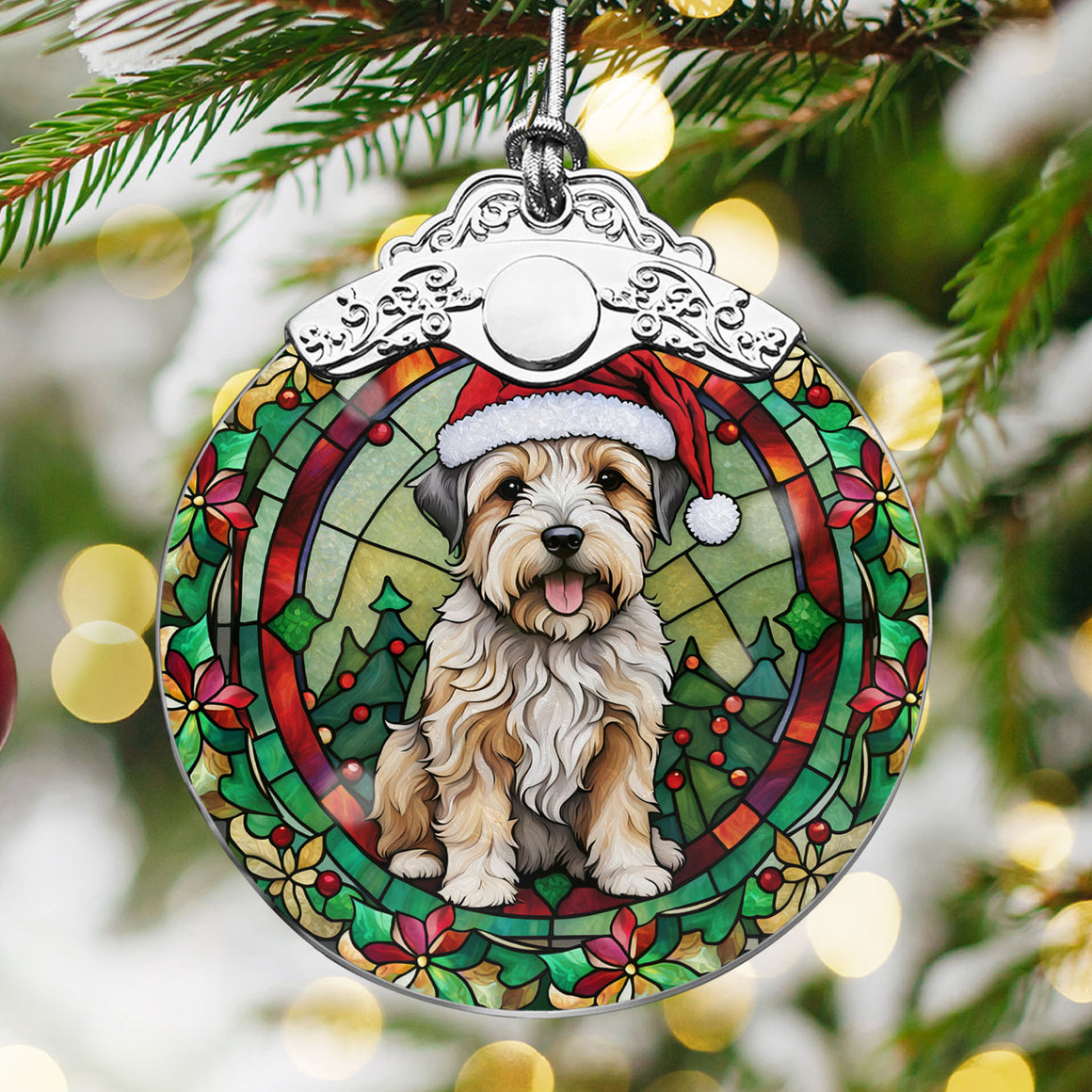 Christmas Dog Stained Glass Ornament | Unique Holiday Gift for Dog Lovers | Glen of Imaal Terrier