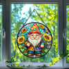 Gnome Stained Glass Suncatcher, Gnome Sunflower Suncatcher for Windows Stained Glass