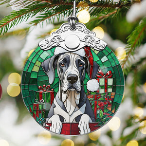 Christmas Dog Stained Glass Ornament | Unique Holiday Gift for Dog Lovers | Great Dane