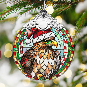 Hawk Stained Glass Christmas Glass Ornament, Elegant Holiday Décor for Your Tree, Glass Ornament christmas 2024