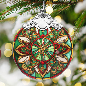 Hippie Stained Glass Christmas Glass Ornament, Elegant Holiday Décor for Your Tree, Glass Ornament christmas 2024