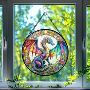 Irina Dragon Stained Glass Suncatcher, Irina Dragon Suncatchers for Windows Stained Glass