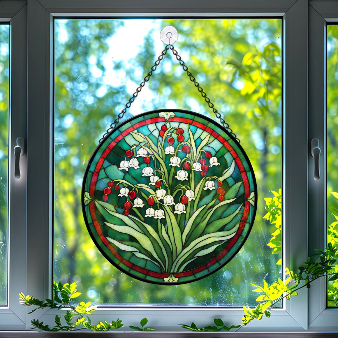 Lily of the valley Stained Glass Suncatcher, Lily of the valley Suncatcher for Windows Stained Glass