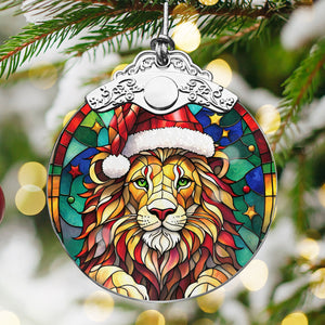 Lion Stained Glass Christmas Glass Ornament, Elegant Holiday Décor for Your Tree, Glass Ornament christmas 2024