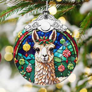 Llama Stained Glass Christmas Glass Ornament, Elegant Holiday Décor for Your Tree, Glass Ornament christmas 2024