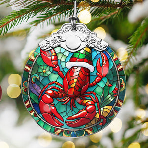 Lobster Stained Glass Christmas Glass Ornament, Elegant Holiday Décor for Your Tree, Glass Ornament christmas 2024