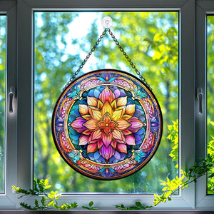 Mandala Stained Glass Suncatcher, Mandala Suncatcher for Windows Stained Glass