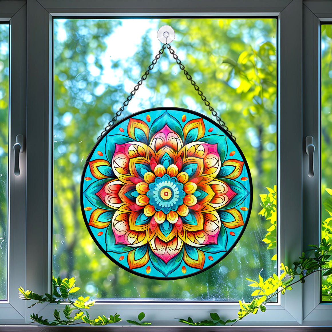 Mandala Stained Glass Suncatcher, Mandala Suncatchers for Windows Stained Glass