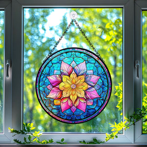 Mandala Stained Glass Suncatcher, Mandala Suncatcher for Windows Stained Glass