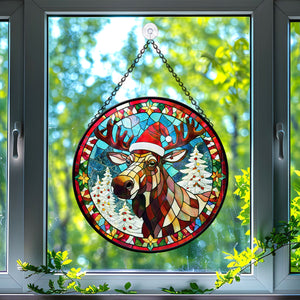 Moose Stained Glass Suncatcher, Moose  Suncatcher for Windows Stained Glass A02