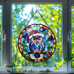 Owl Stained Glass Suncatcher, Owl Suncatcher for Windows Stained Glass