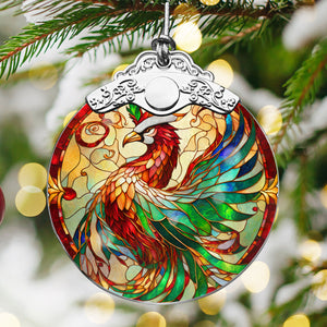 Phoenix Stained Glass Christmas Glass Ornament, Elegant Holiday Décor for Your Tree, Glass Ornament christmas 2024